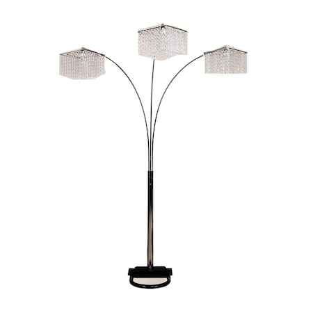 Estallar Floor Lamp with Three Hanging Crystal Shades, Black & Silver ES3091816